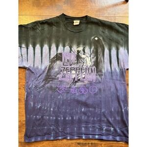 Vtg Liquid Blue Led Zeppelin T-Shirt Single Stitch Tie Dye XXL 90s